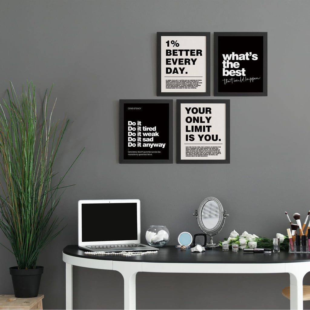 DSHFG 4-Piece Motivational Wall Art Prints Set - 8x10 Unframed Office Decor