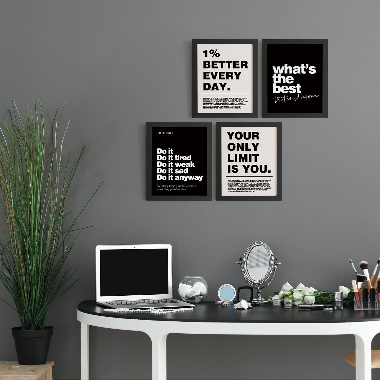 DSHFG 4-Piece Motivational Wall Art Prints Set - 8x10 Unframed Office Decor