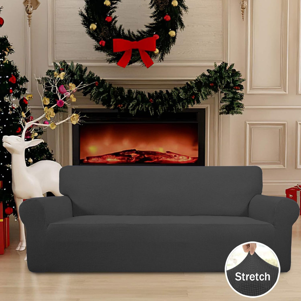 Easy-Going Stretch Sofa Slipcover for Kids - 80% Spandex Polyester Cover (Dark Gray)