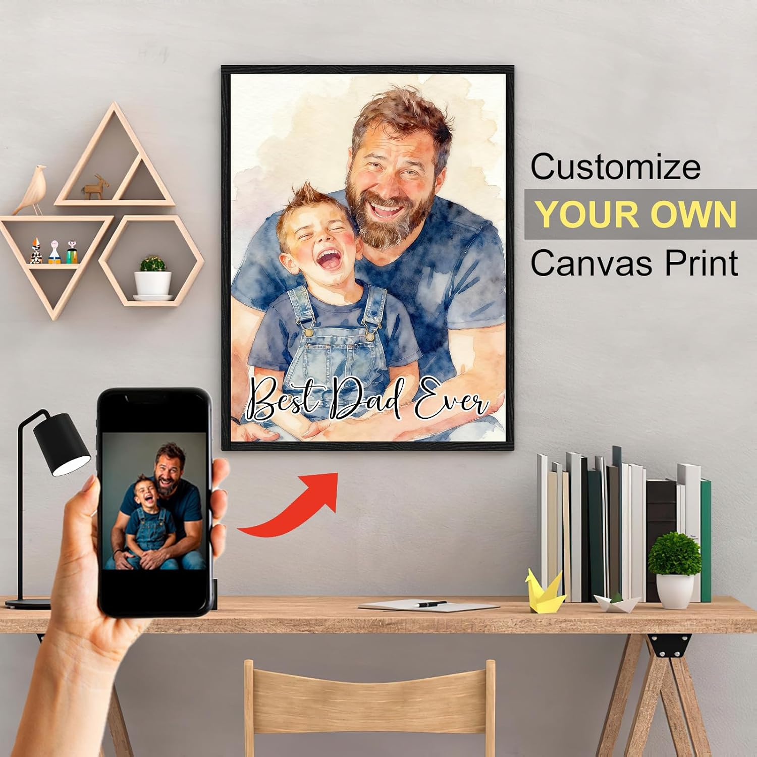 Personalized Father's Day Gift - Custom Photo Canvas Print for Dad & Family - Premium Framed Wall Art Ready to Hang