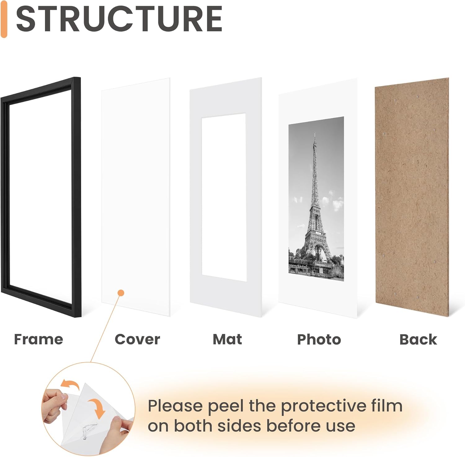 upsimples 8x10 Picture Frame Set of 5 - Collage Wall Frames for Photos