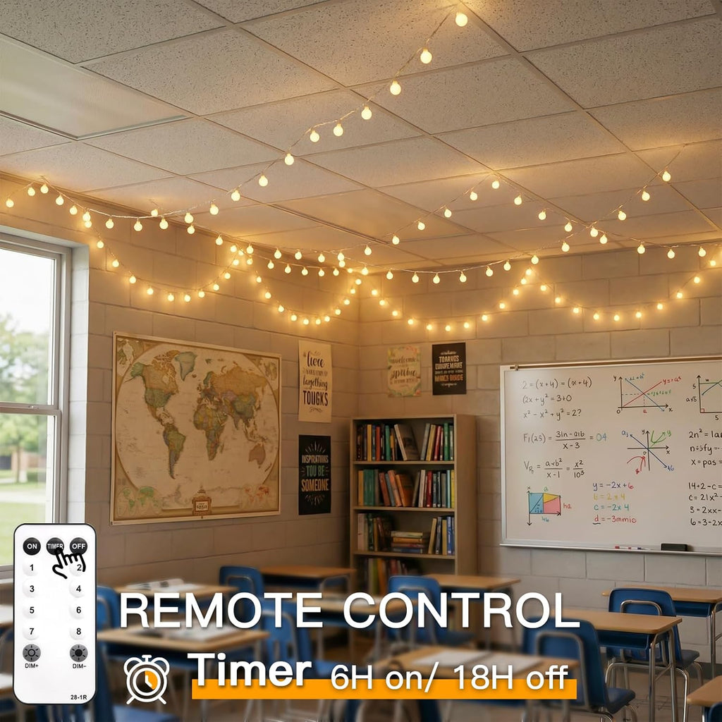 Suddus 33ft 100-LED Connectable String Lights w/Remote for Bedroom, Warm White