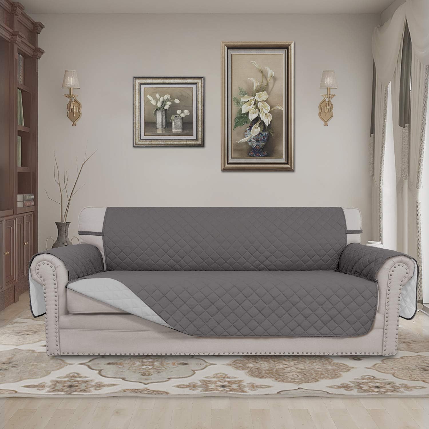Easy-Going Reversible Water Resistant Sofa Cover for Pets - 3 Cushion Protector with Foam Straps