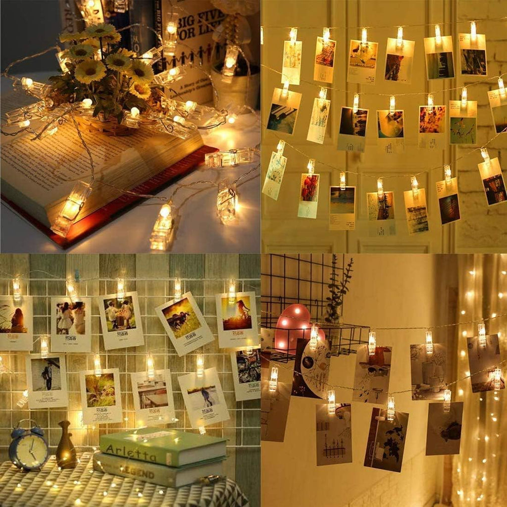 Dopheuor Battery Operated Photo Clip String Lights - Warm White LED Fairy Lights for Photos