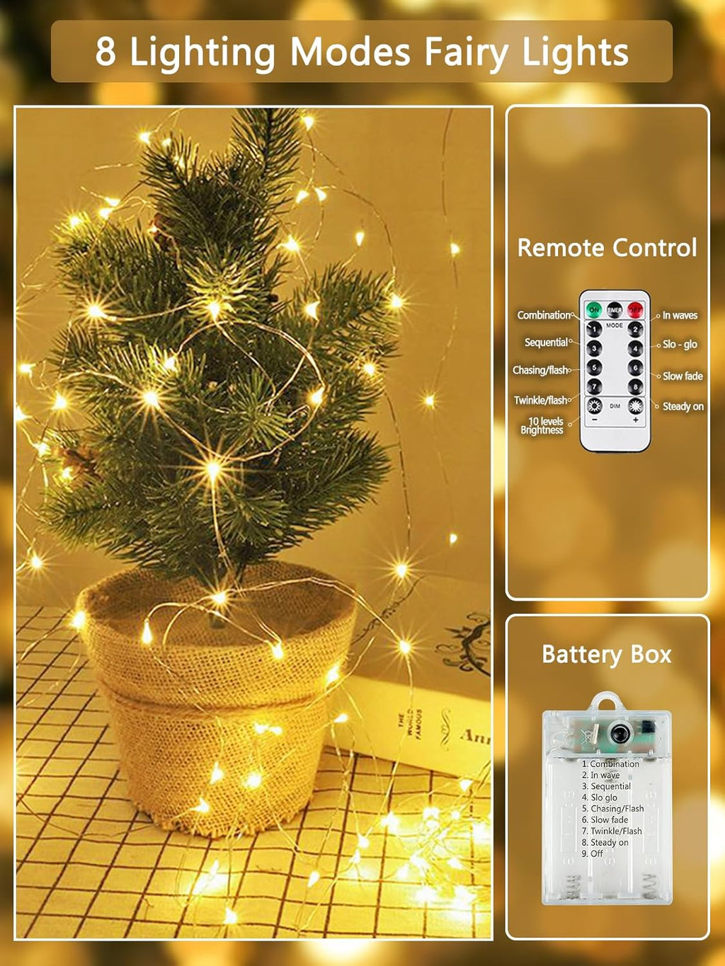 YIQU 3-Pack 78FT Battery-Operated LED Fairy Lights with Remote Timer - Waterproof Twinkle Lights for Home & Outdoor Decor