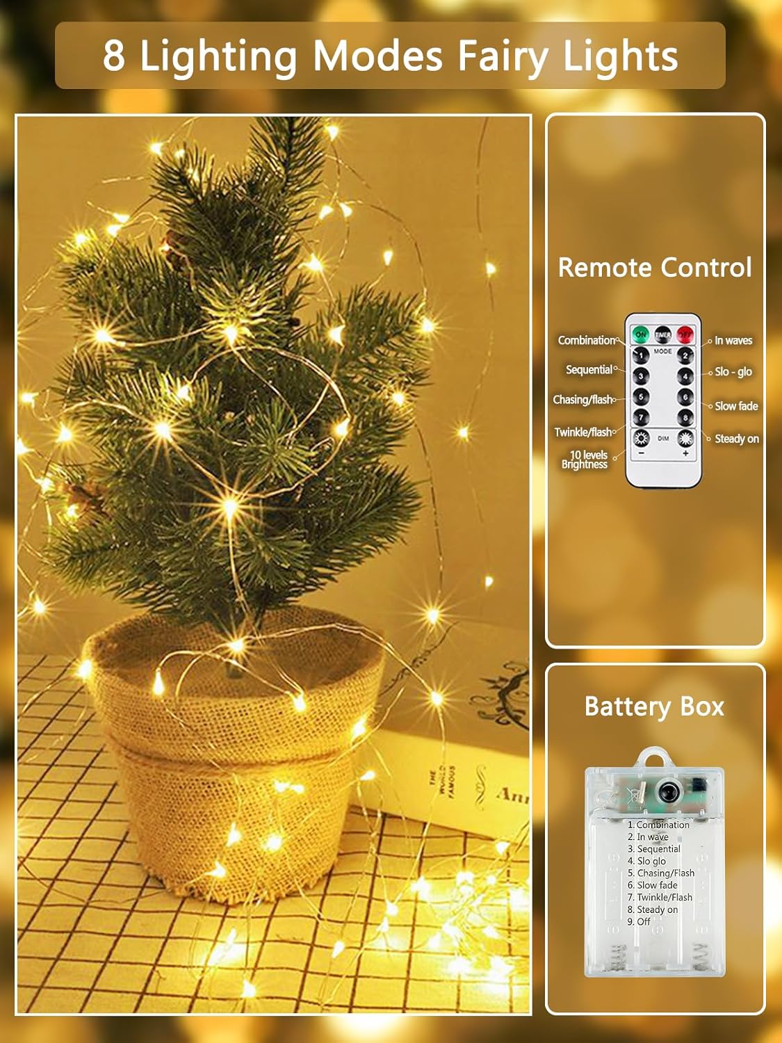 YIQU 3-Pack 78FT Battery-Operated LED Fairy Lights with Remote Timer - Waterproof Twinkle Lights for Home & Outdoor Decor