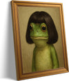 Vintage Gold Framed Whimsical Frog Canvas Print - 11x9 Inch Wall Decor
