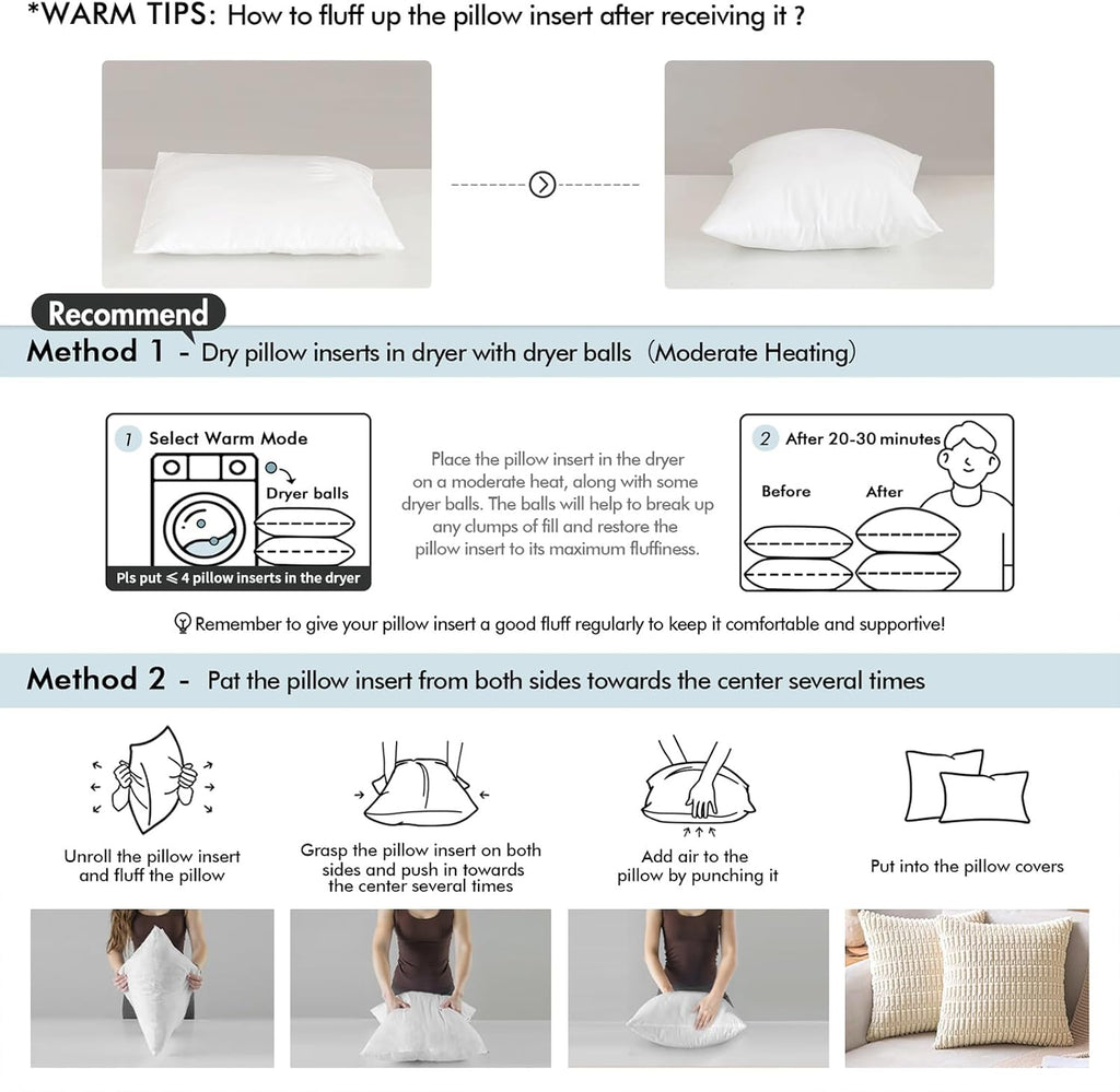 MIULEE 2-Pack 18x18 Pillow Inserts - Premium Virgin Fiber Filling for Long-Lasting Plushness
