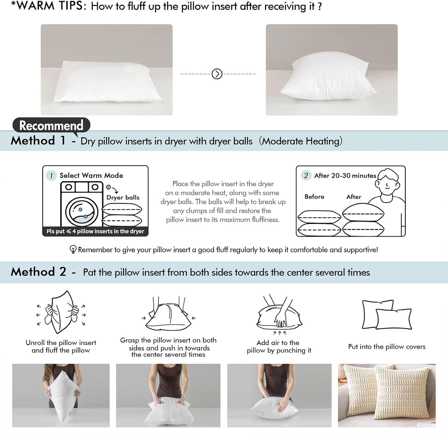 MIULEE 2-Pack 18x18 Pillow Inserts - Premium Virgin Fiber Filling for Long-Lasting Plushness