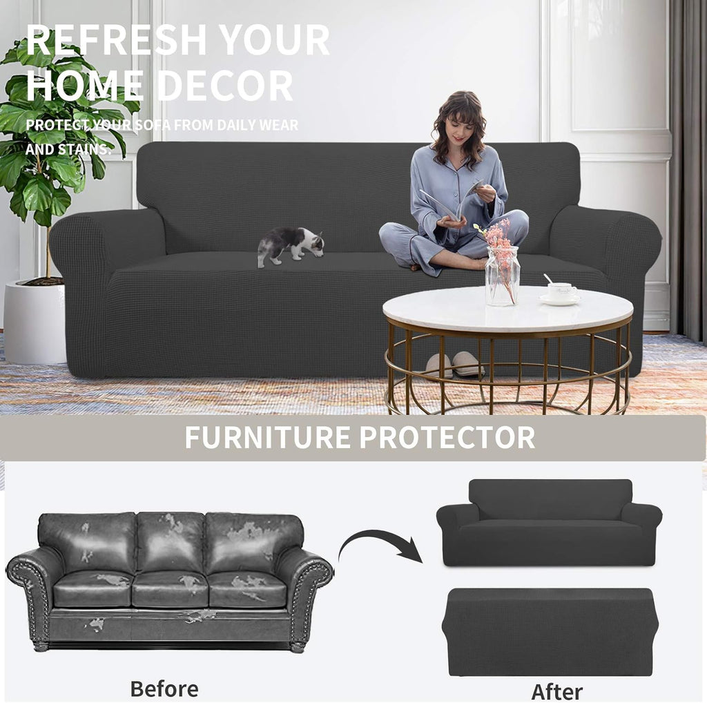 Easy-Going Stretch Sofa Slipcover for Kids - 80% Spandex Polyester Cover (Dark Gray)