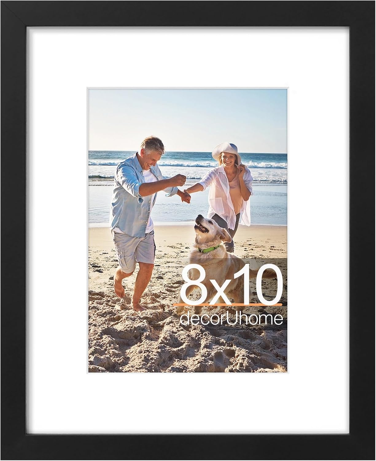 decorUhome Black 8x10 Picture Frame - Holds 5x7 Matted Photos for Wall/Tabletop Display