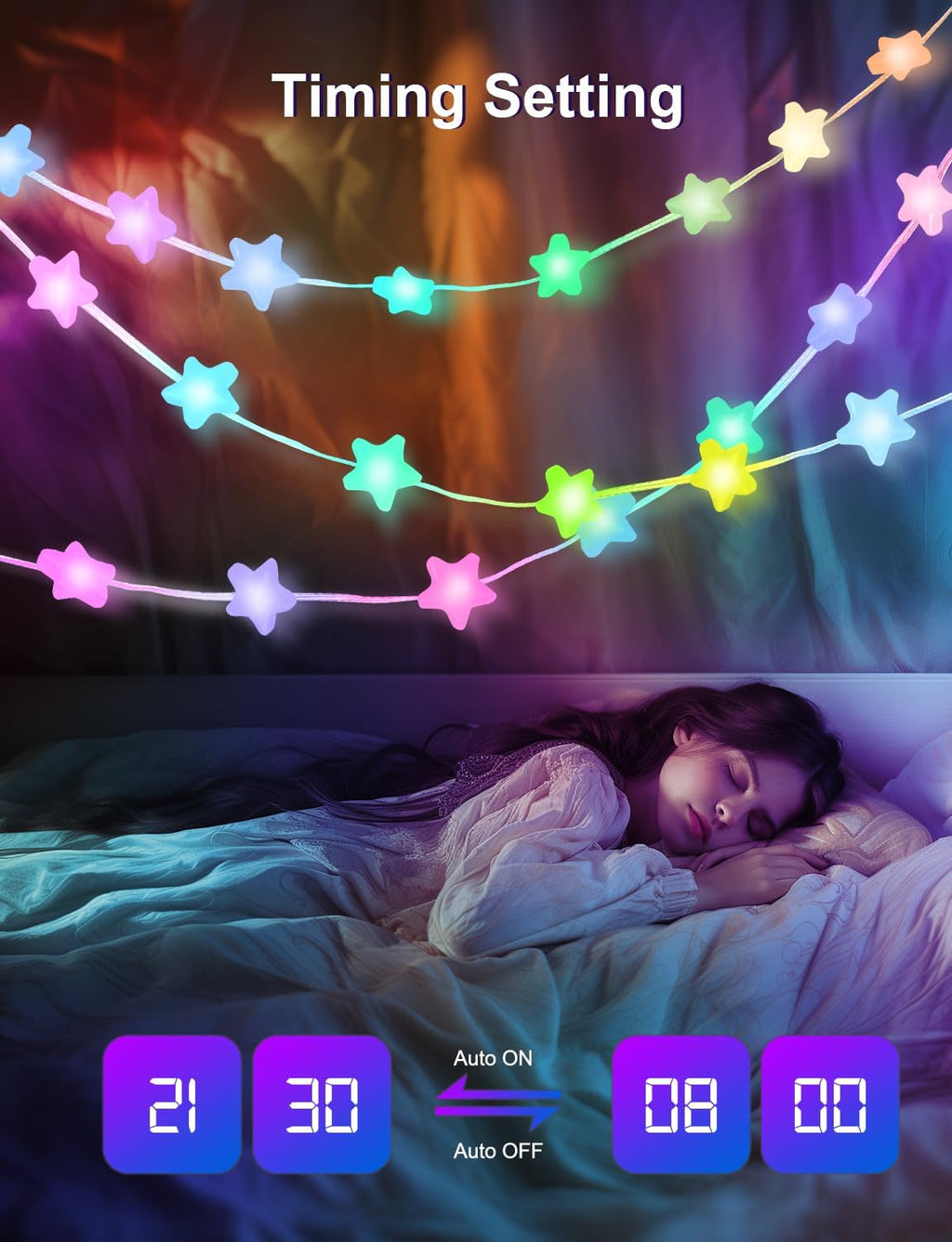 Echosari Smart Star Fairy Lights - 33ft RGB String Lights w/ App & Remote Control