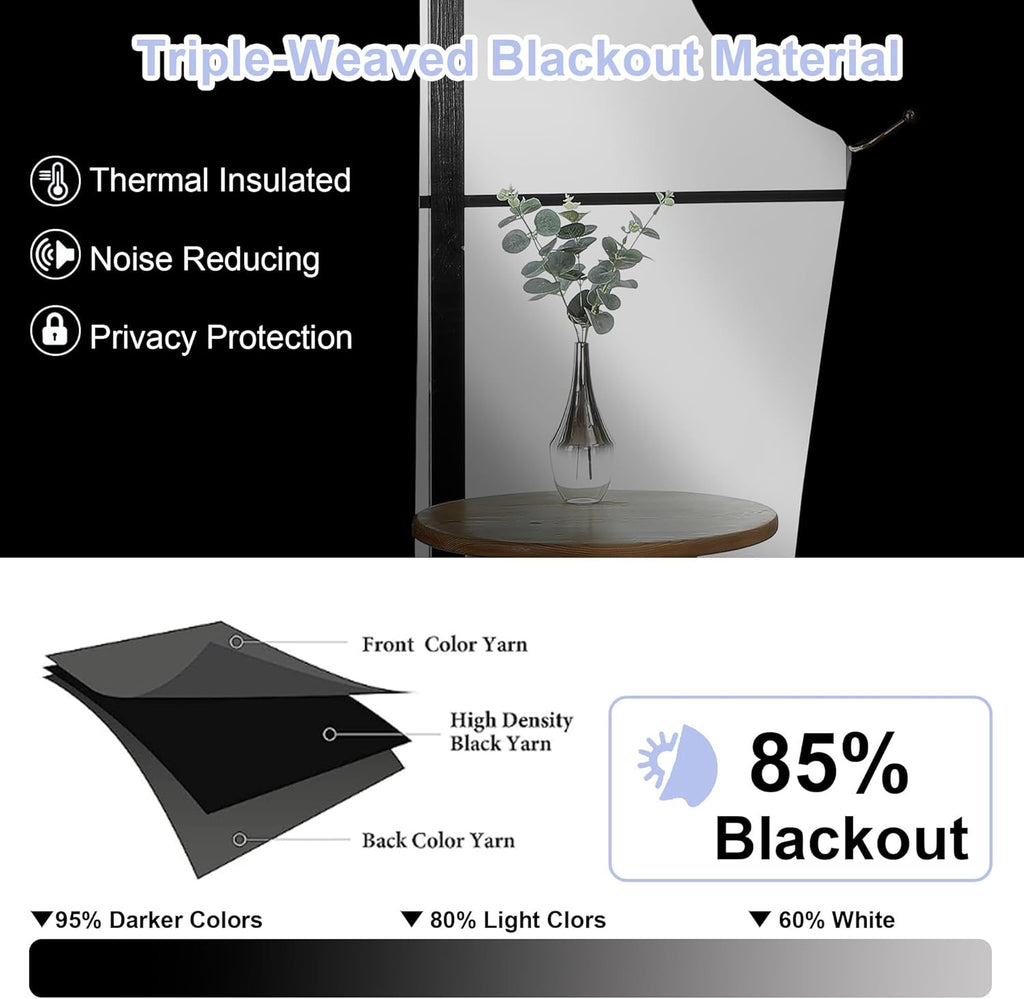 Simplebrand Sage Green Blackout Curtains - Bedroom Thermal Insulated Drapes, 63" Length, 2 Panels