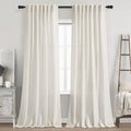 Nanspring 84" Linen Blend Back Tab Curtains (2 Panels) - Modern Farmhouse Semi Sheer Drapes