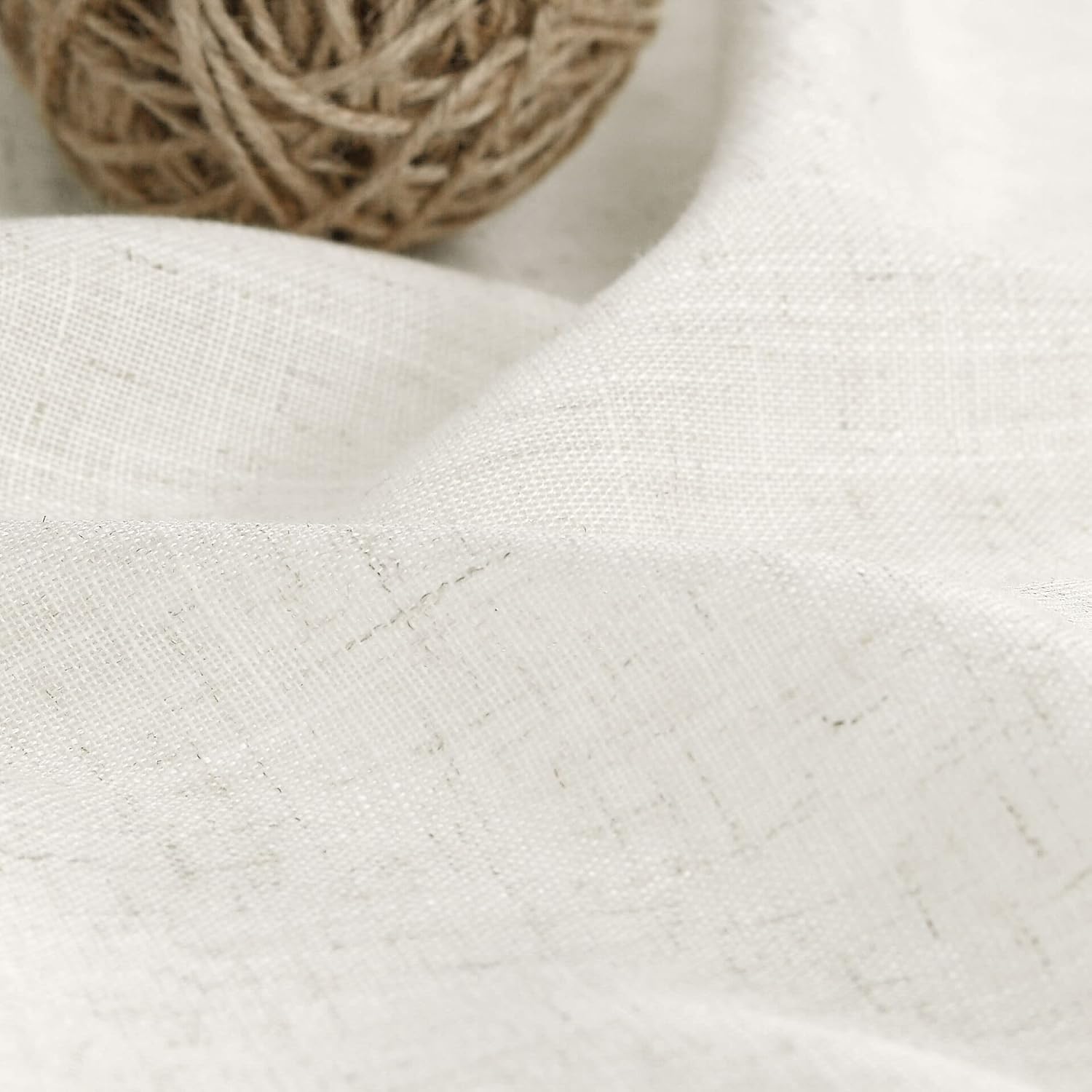 Nanspring 84" Linen Blend Back Tab Curtains (2 Panels) - Modern Farmhouse Semi Sheer Drapes
