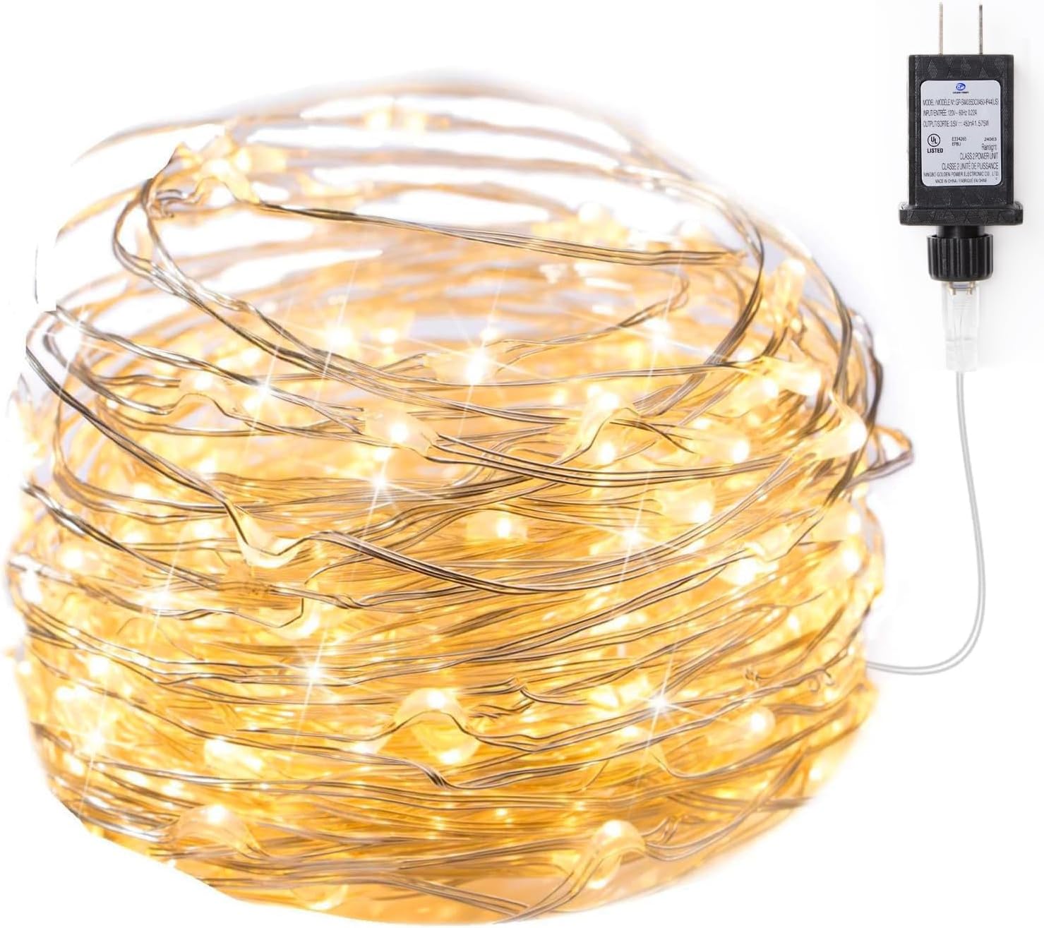 Minetom 33Ft 100 LED Waterproof Fairy Lights - Warm White Plug-In String for Indoor/Outdoor Decor