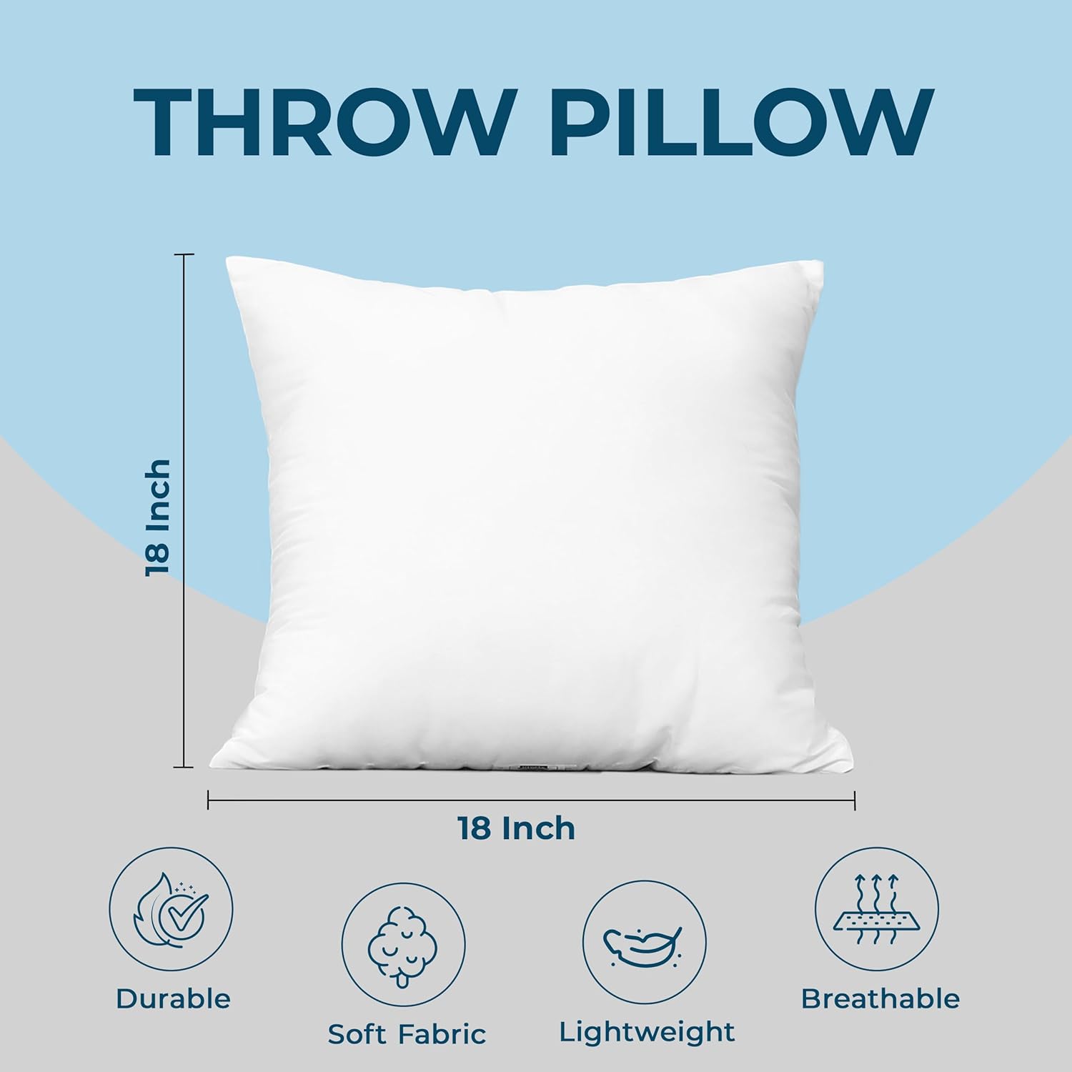 Utopia Bedding White 18x18 Throw Pillow Inserts (Set of 4) - Fluffy Decorative Pillows for Sofa & Bed