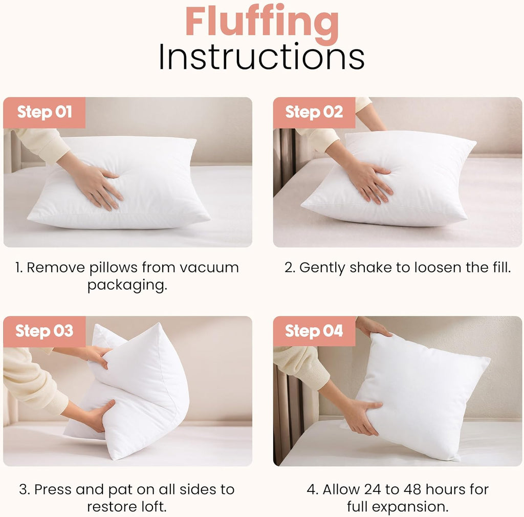 Utopia Bedding 18x18 Decorative Pillow Inserts (Set of 2) - Soft, Fluffy Cushions for Beds & Sofas