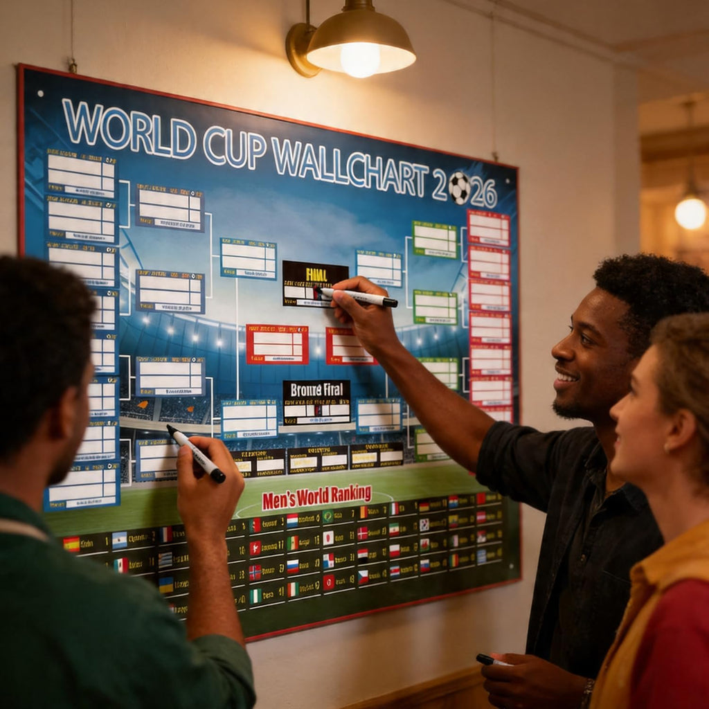 2026 World Cup Bracket Poster Black - 27.6x23.6 Inch Soccer Game Tracker for Home Decor & Parties
