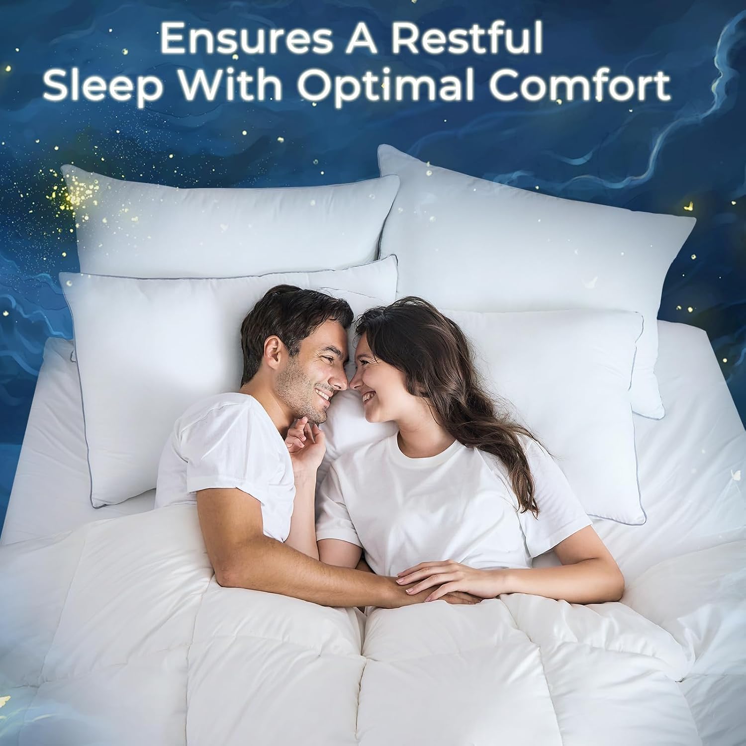 Sasttie Firm Queen Size Pillows (2 Pack) for Side/Back/Stomach Sleepers