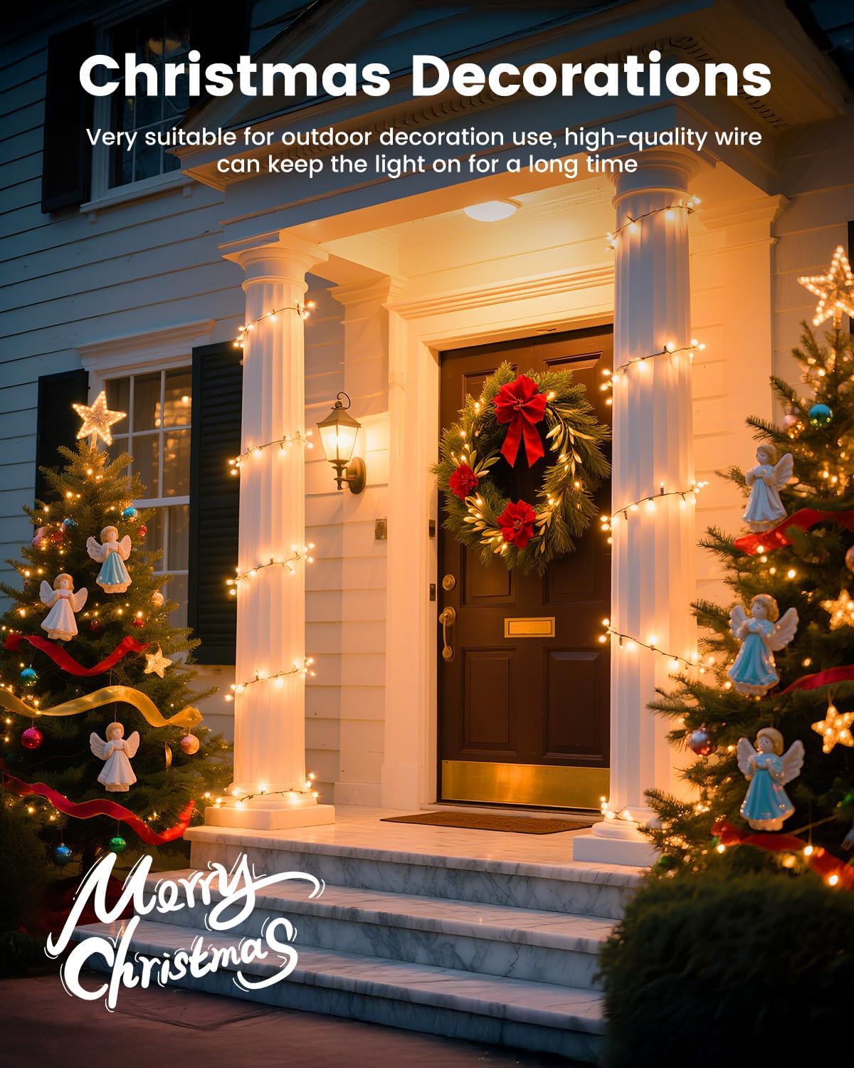 Minetom 100 Clear Christmas String Lights Green Wire - Indoor Outdoor Festive Decor