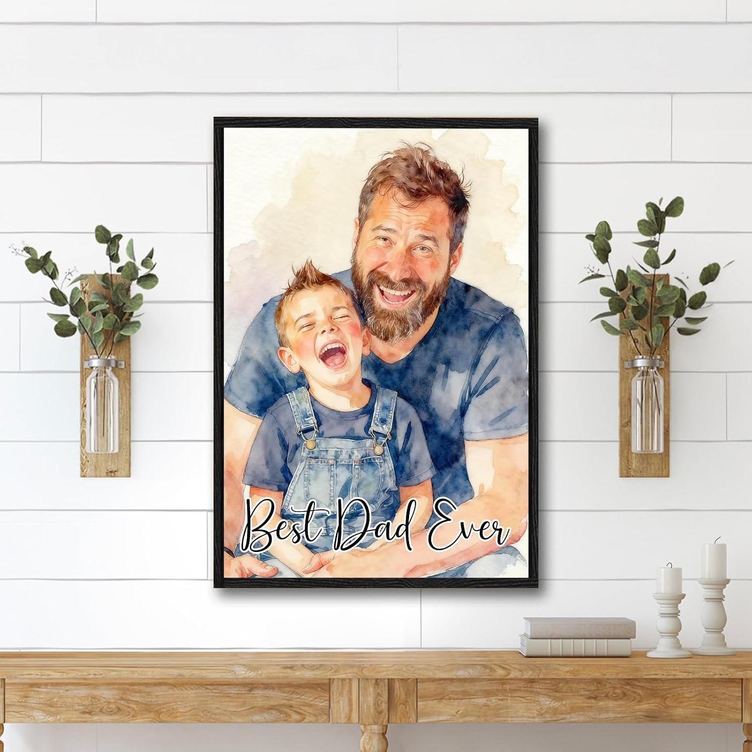 Personalized Father's Day Gift - Custom Photo Canvas Print for Dad & Family - Premium Framed Wall Art Ready to Hang