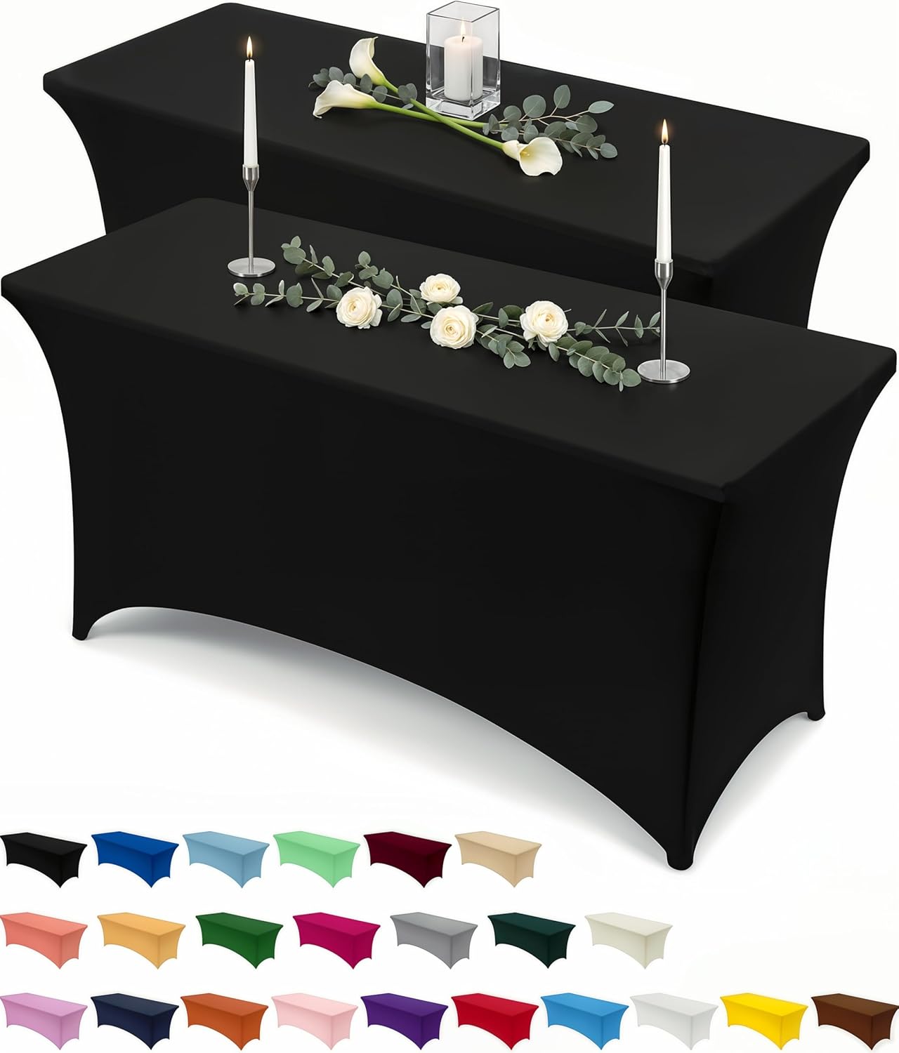 Utopia Kitchen 6-Foot Stretch Tablecloth - Fitted for Events (2-Pack)