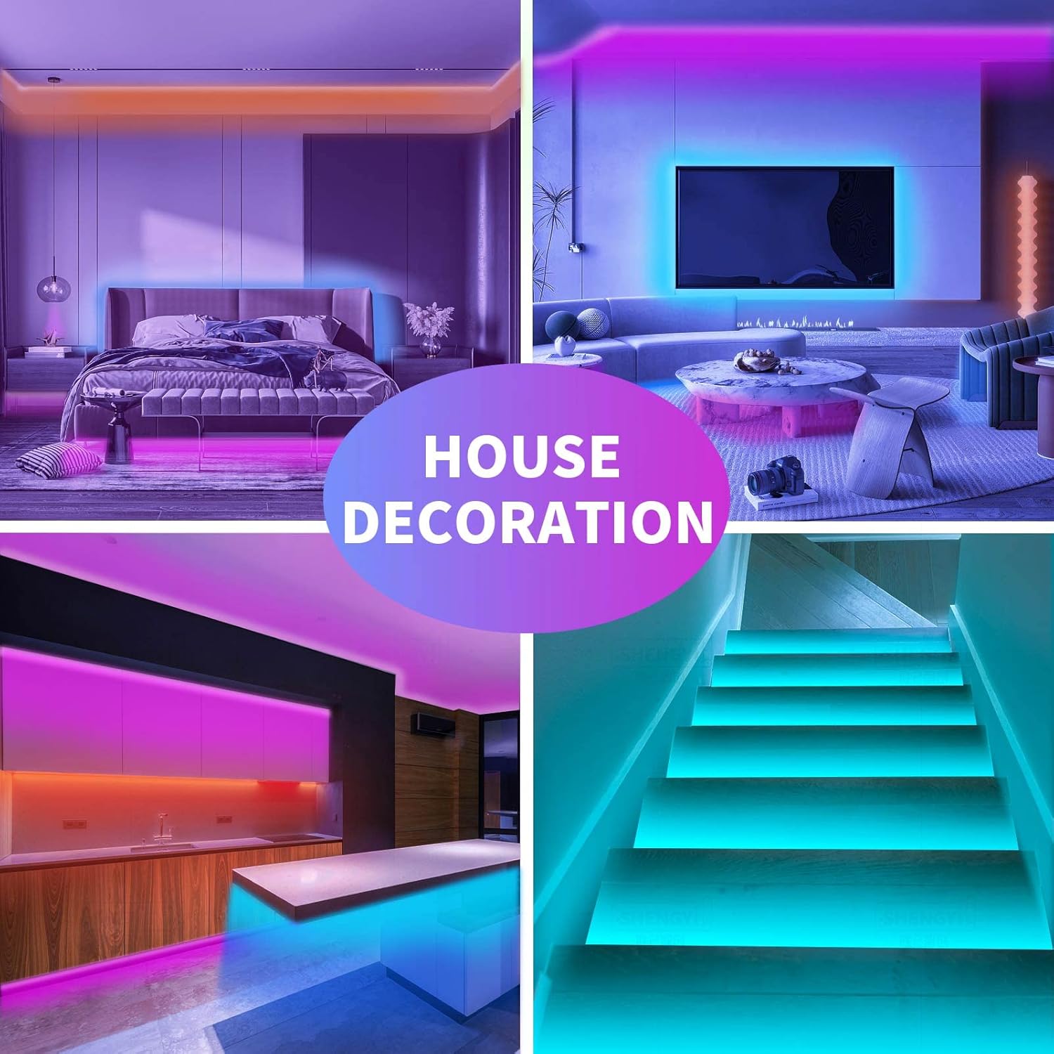 KSIPZE 100ft RGB Music Sync Smart LED Strip Lights for Home Decor & Parties