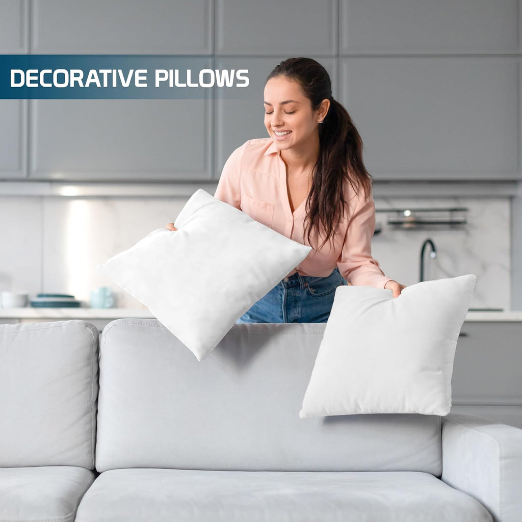 Utopia Bedding White 18x18 Throw Pillow Inserts (Set of 4) - Fluffy Decorative Pillows for Sofa & Bed