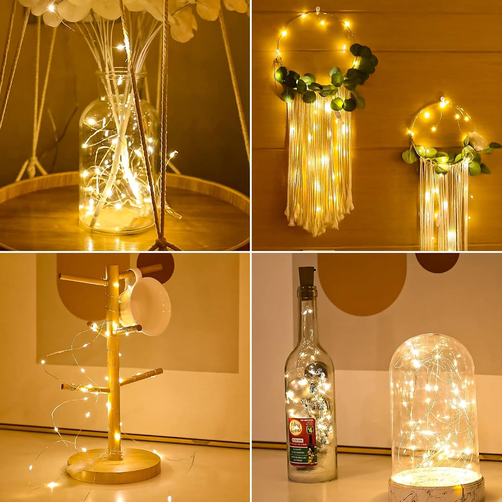 HXWEIYE 6-Pack Battery-Operated Warm White Mini Fairy Lights for Indoor/Outdoor Decor