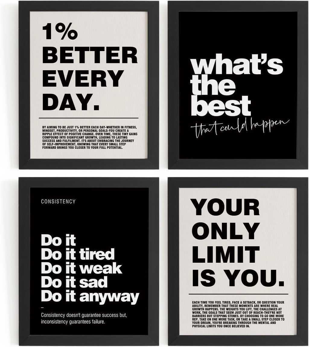 DSHFG 4-Piece Motivational Wall Art Prints Set - 8x10 Unframed Office Decor