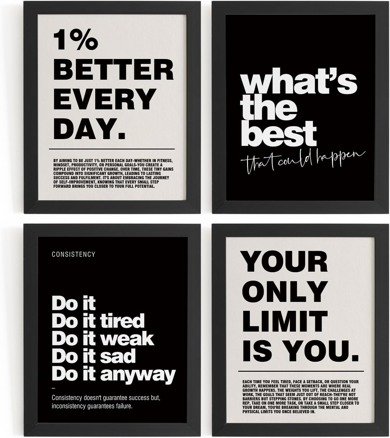 DSHFG 4-Piece Motivational Wall Art Prints Set - 8x10 Unframed Office Decor