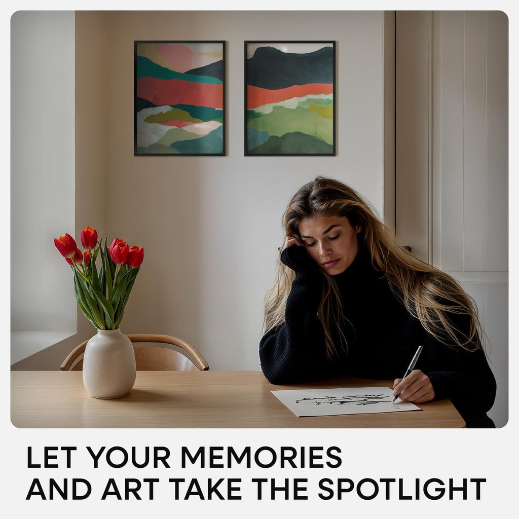 Homeforia Black 11x14 Picture Frame with Mat - Modern Matte Black Metal Frame for Photos & Prints