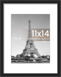 upsimples 11x14 Black Picture Frame - Fits 8x10 with Mat or 11x14 Without, Wall Mount