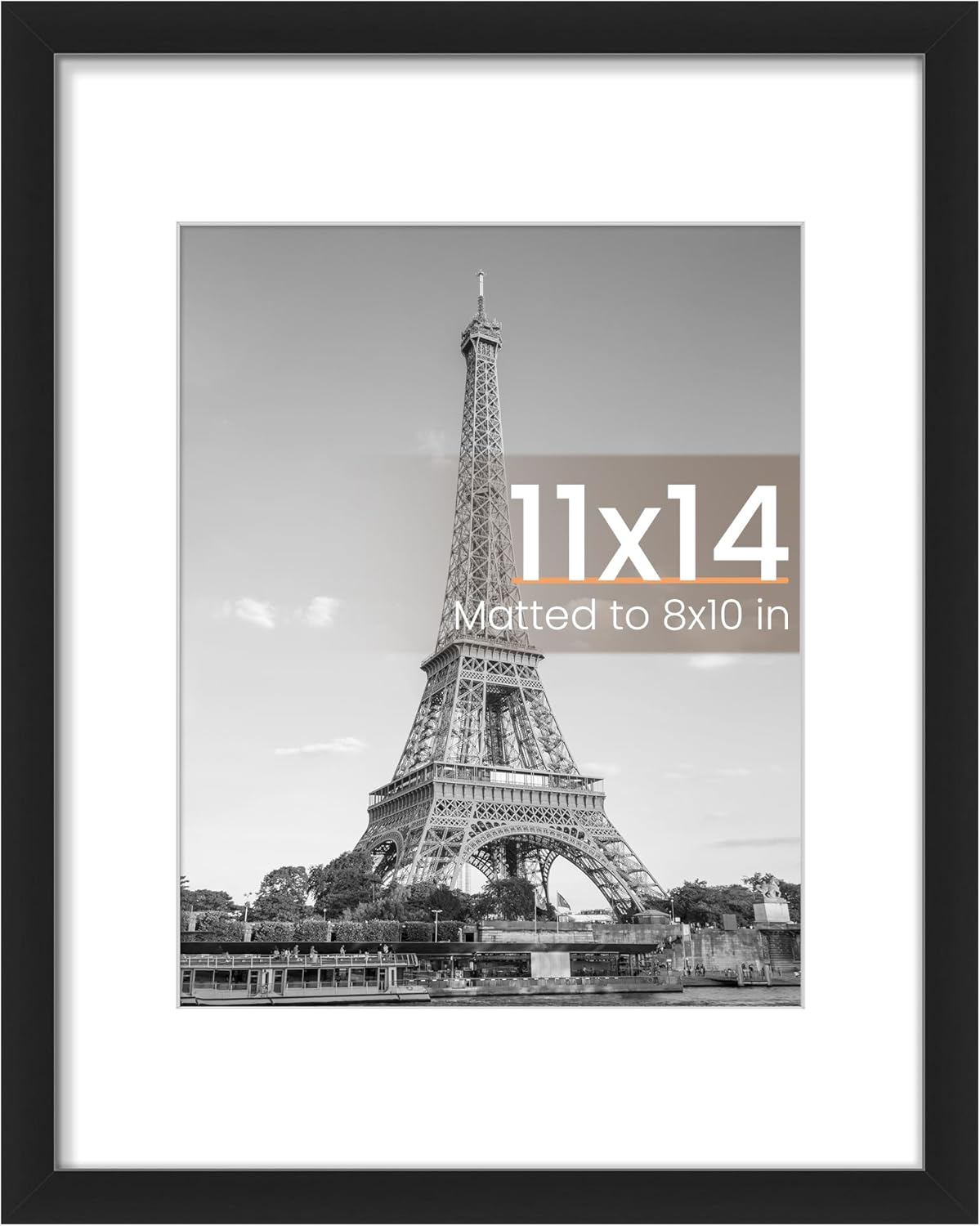 upsimples 11x14 Black Picture Frame - Fits 8x10 with Mat or 11x14 Without, Wall Mount