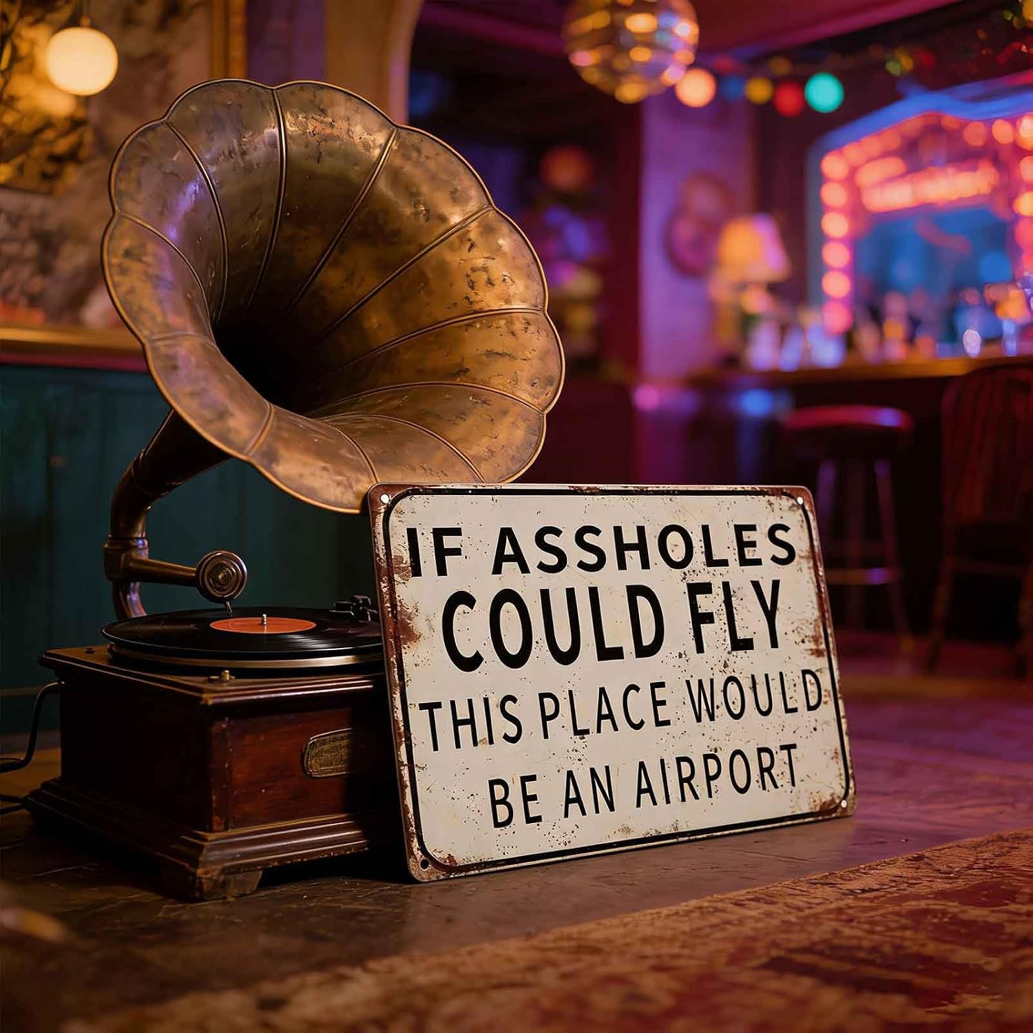Funny Metal Wall Art - 'If Assholes Could Fly' Quote Decor for Home & Garden