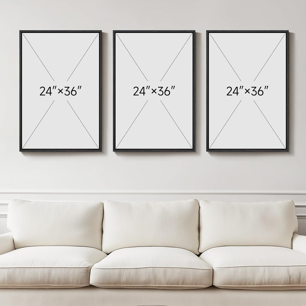 Cuspin Large Framed Abstract Nature Wall Art - Set of 3 Modern Canvas Prints for Living Room