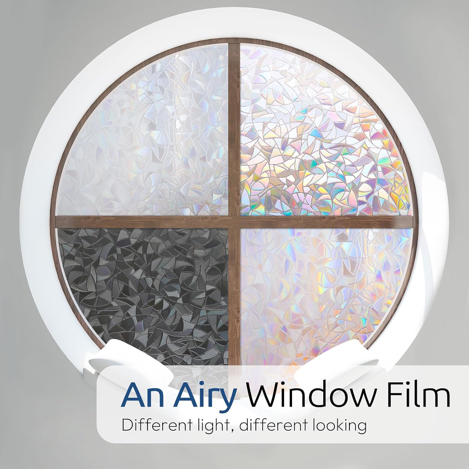rabbitgoo Rainbow Window Film - Decorative Stained Glass Cling for Privacy & UV Protection