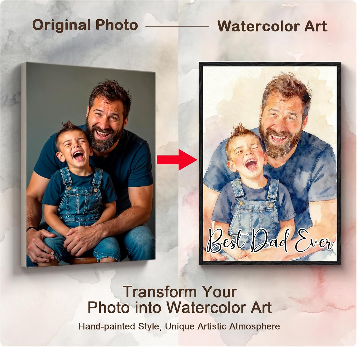 Personalized Father's Day Gift - Custom Photo Canvas Print for Dad & Family - Premium Framed Wall Art Ready to Hang