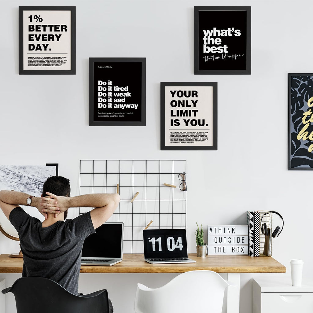 DSHFG 4-Piece Motivational Wall Art Prints Set - 8x10 Unframed Office Decor