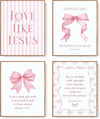 LARTSFRO Pink Bow Jesus Wall Art for Teen Girls - Set of 4 Unframed 8x10 Prints