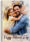 Ultragifta Custom Watercolor Canvas for Dad - Personalized Father's Day Gift with Photos