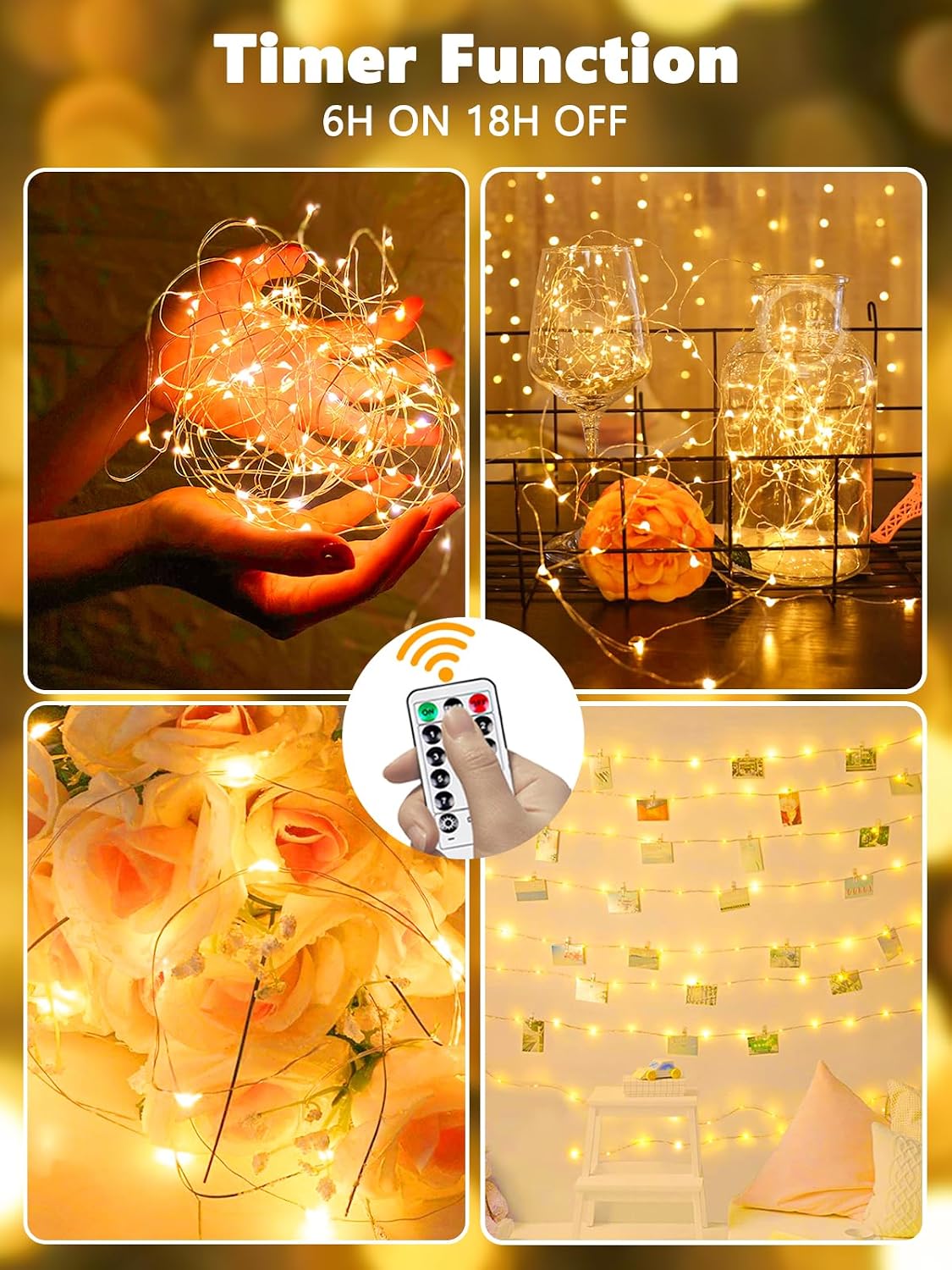 YIQU 3-Pack 78FT Battery-Operated LED Fairy Lights with Remote Timer - Waterproof Twinkle Lights for Home & Outdoor Decor