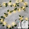 Suddus Battery-Operated Pothos Vine String Lights - 100 Warm White LEDs w/ Remote for Decor