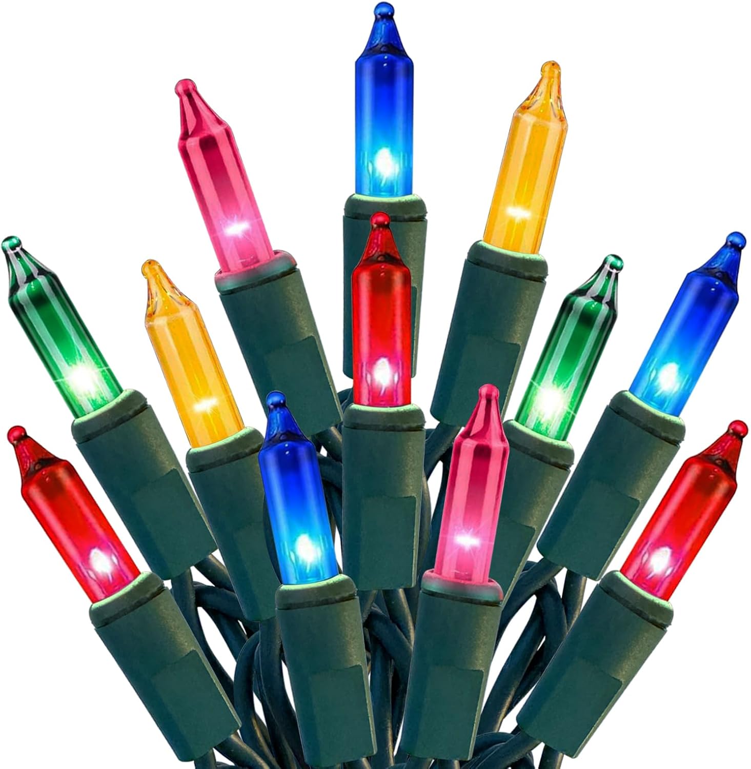 HISHINY 100-Count Multicolor Christmas String Lights (21ft) - UL Certified Indoor/Outdoor Decor