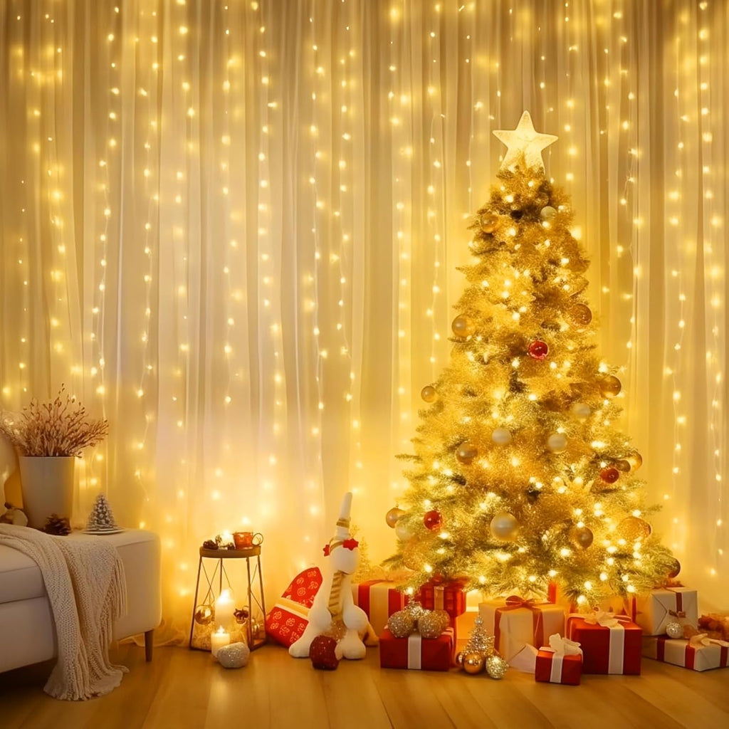 Minetom 300 LED Dimmable Fairy Lights w/Remote Timer & USB - Warm White Indoor Decor