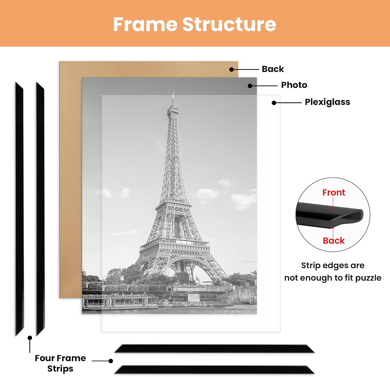 upsimples 12x16 Black Poster Frames - Scratch-Proof & Lightweight (3-Pack)