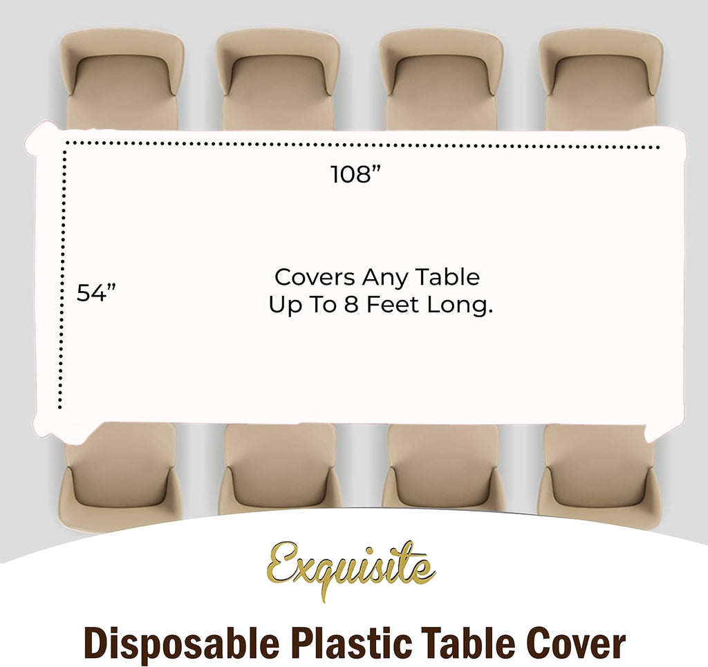 Party Solids White Plastic Tablecloth 6-Pack - 54in x 108in Rectangle (Heavy-Duty Disposable)