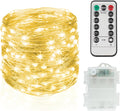 Suddus 33ft 100 LED Battery Operated Fairy Lights w/ Remote & Timer - Waterproof Twinkle String Lights for Indoor Outdoor Decor