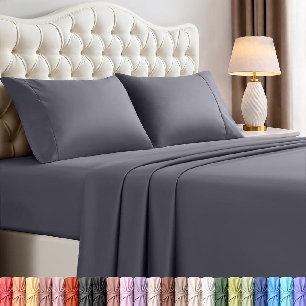 Utopia Bedding Queen Size Sheet Set - 4-Piece Soft Microfiber Sheets with Deep Pocket & OEKO-TEX Certified (Grey)